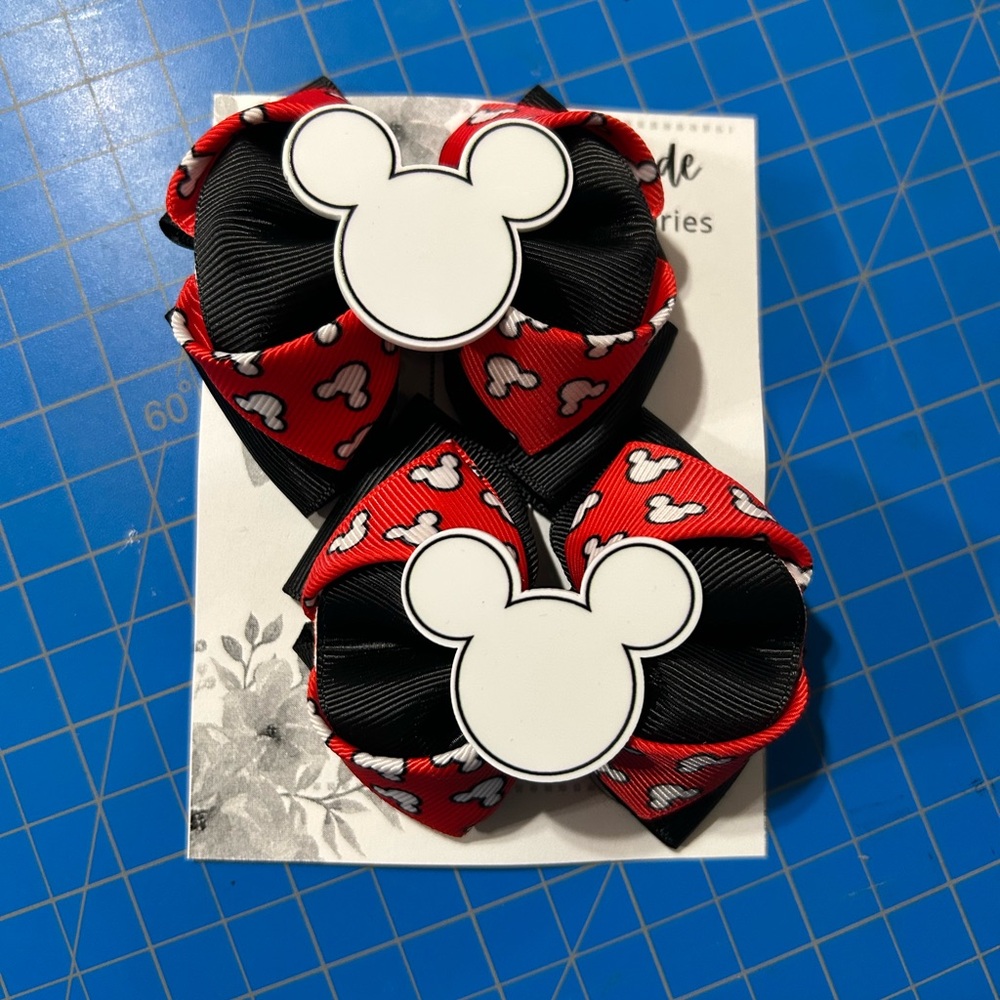 Disney Mickey Mouse Red and Black Hair Clips
